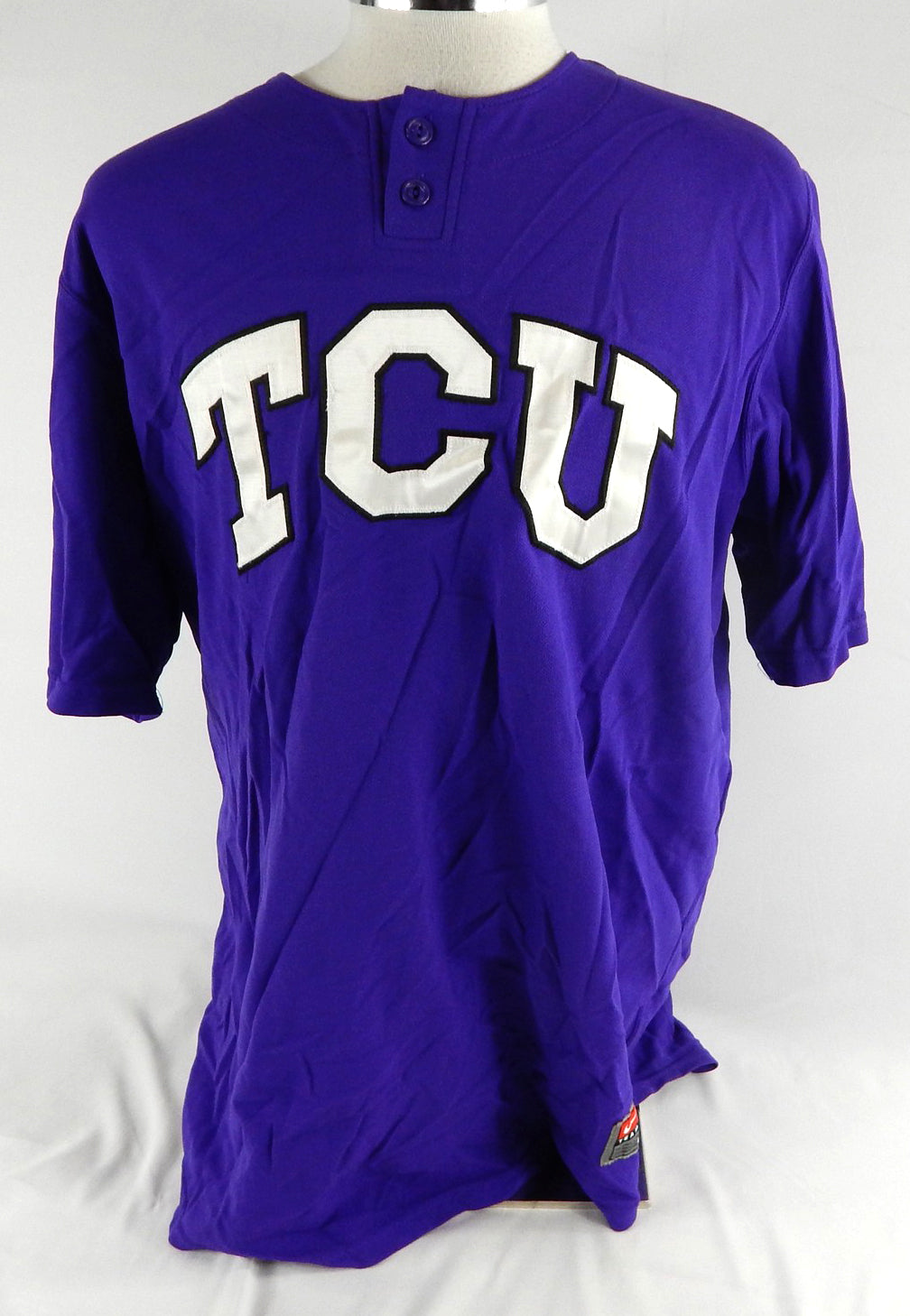 2000s Texas Christian TCU Horned Frogs #37 Game Used Purple Jersey Baseball XL 7