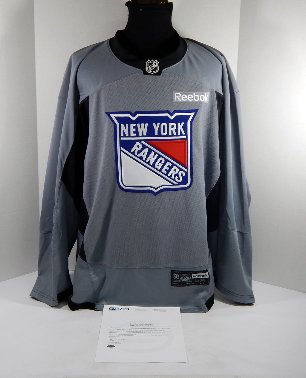 New York Rangers Game Used Grey Practice Jersey Reebok NHL 58 DP31297