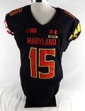 2018 Maryland Terrapins Brian Cobbs #15 Game Used Black Jersey Football Grad P