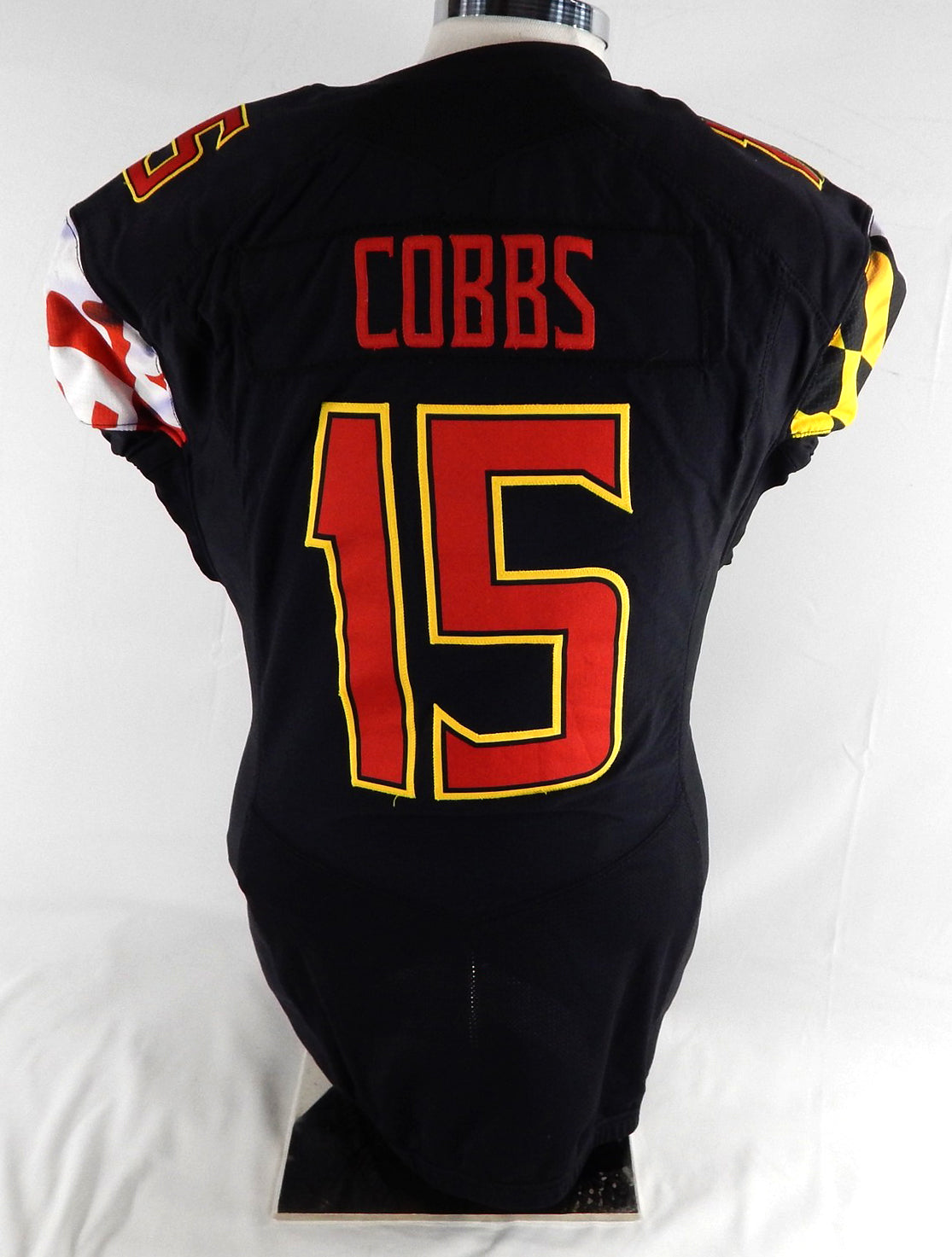 2018 Maryland Terrapins Brian Cobbs #15 Game Used Black Jersey Football Grad P Pic2