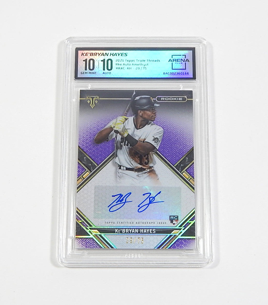 2021 Topps Triple Threads Amethyst Auto Ke'Bryan Hayes RC #'d /75 Arena Club 10