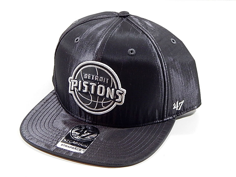 Detroit Pistons Logo Charcoal Riviera Buckle '47 Captain Strapback Hat Cap New