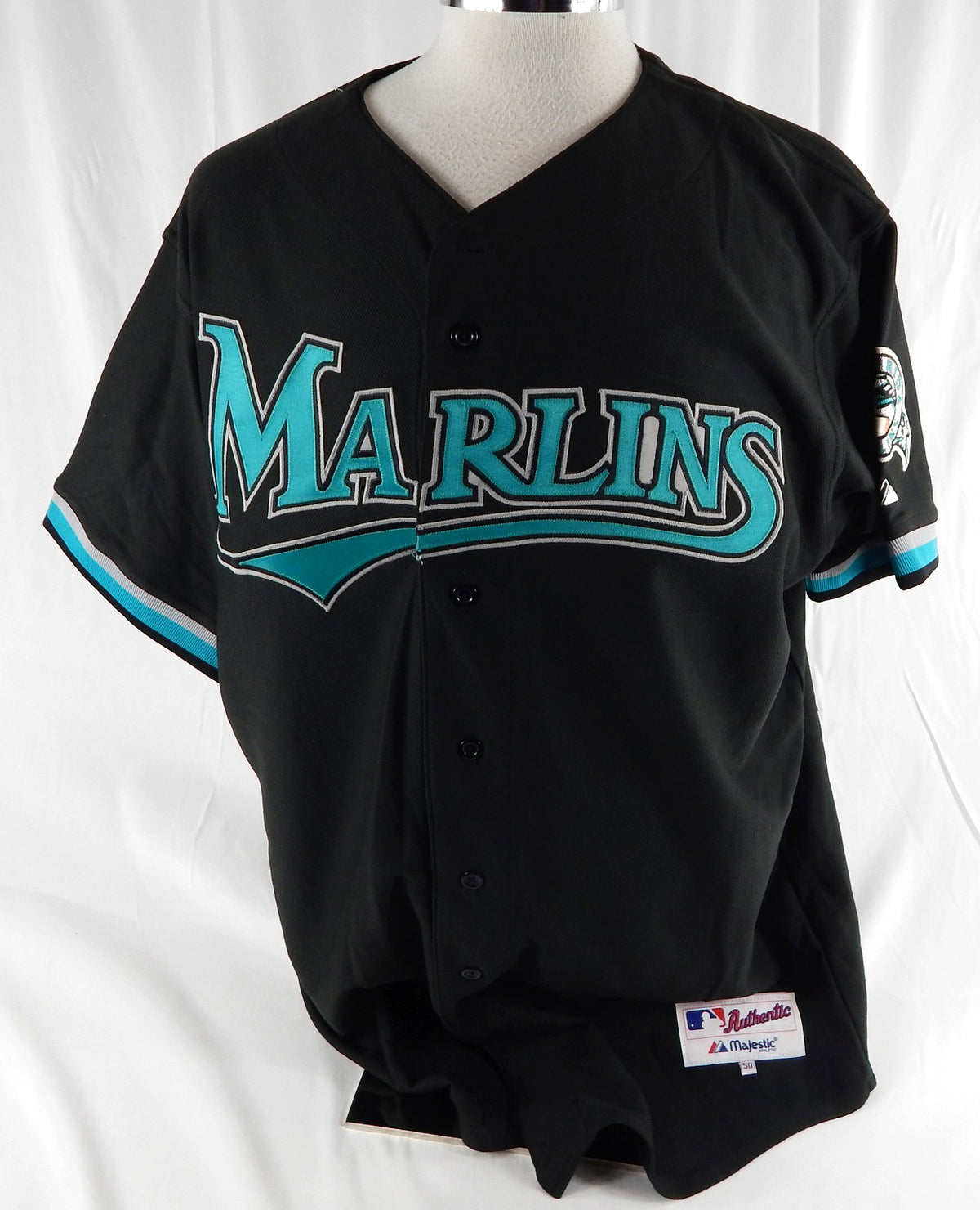 2001 Florida Marlins Juan Acevado #53 Game Issued Black Jersey BP ST 50 073