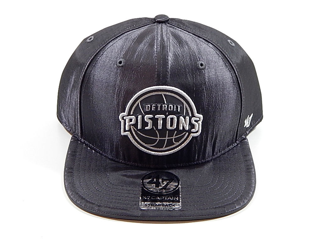 Detroit Pistons Logo Charcoal Riviera Buckle '47 Captain Strapback Hat Cap New Pic2