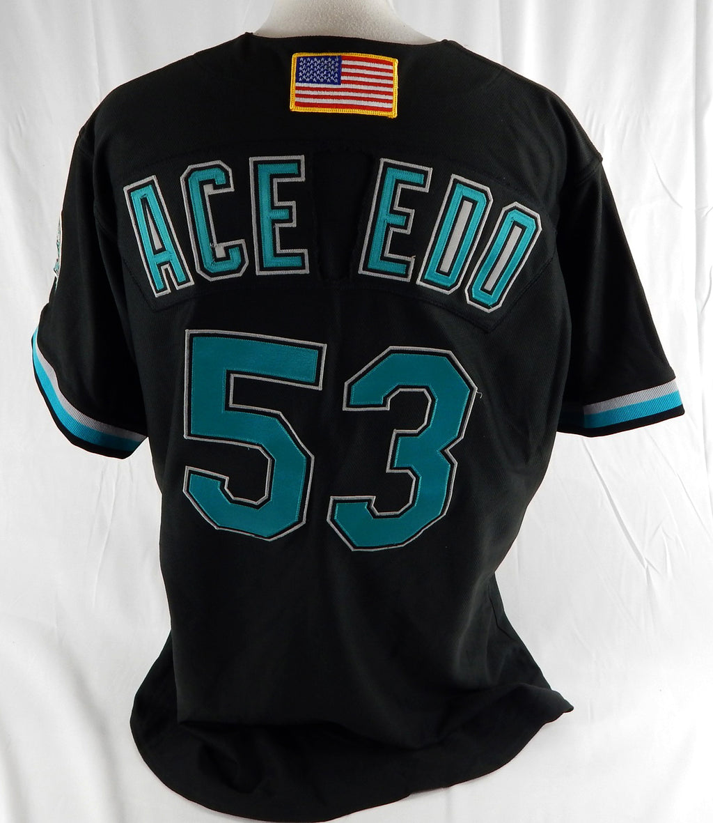 2001 Florida Marlins Juan Acevado #53 Game Issued Black Jersey BP ST 50 073 Pic2