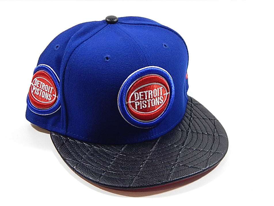 Detroit Pistons Logo Visor Cross New Era 9Fifty Snapback Hat Cap Blue New
