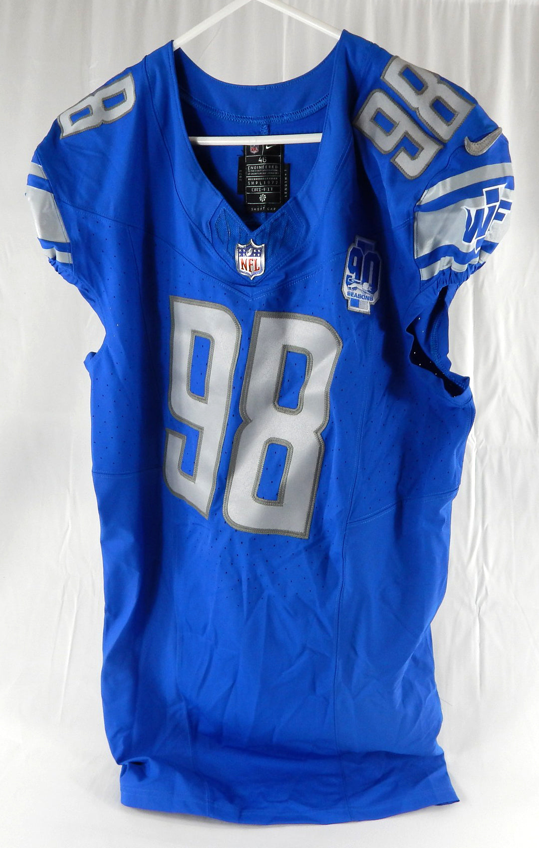 2023 Detroit Lions Brodric Martin #98 Game Issued Blue Jersey 90 Seasons P 46 36