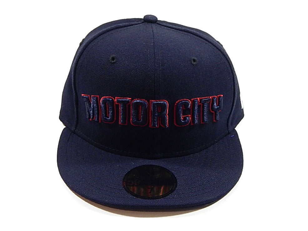 Detroit Pistons Motor City Logo New Era 59Fifty Fitted Hat Cap Navy Size 7 Pic2