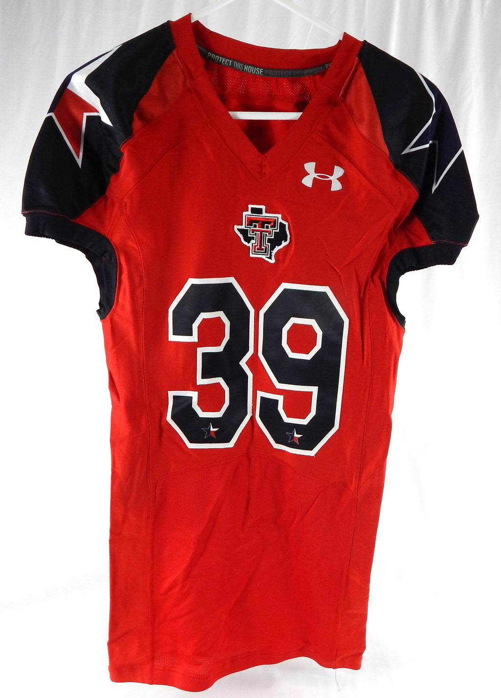 2012 Texas Tech Red Raiders #39 Game Used Red Jersey Lone Star Football NP Rem 8