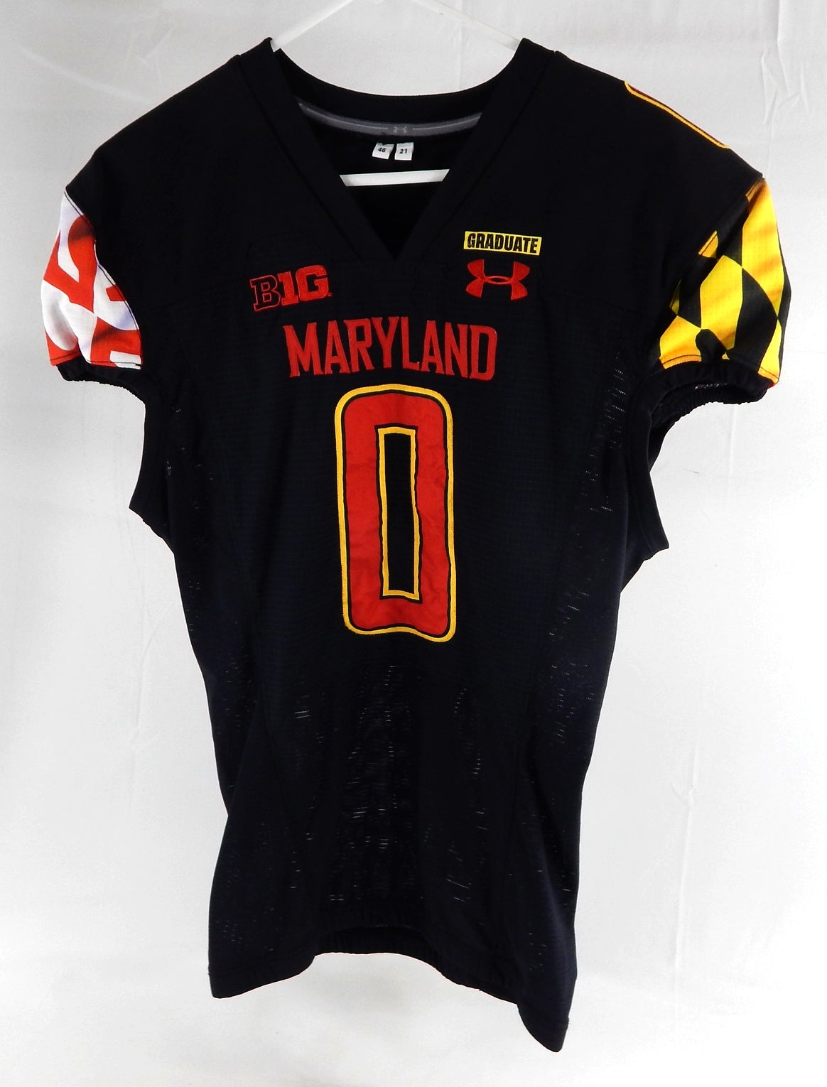 2021 Maryland Terrapins Greg China-Rose #0 Game Used Black Jersey Football 46 15