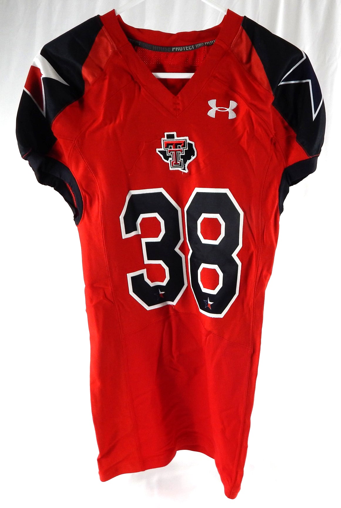 2012 Texas Tech Red Raiders #38 Game Used Red Jersey Lone Star Football NP Rem 9
