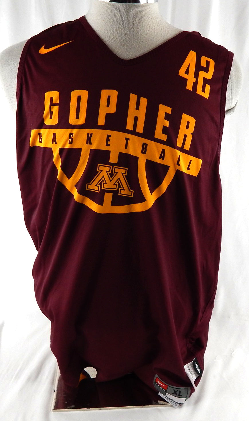 Minnesota Golden Gophers #42 Game Used Maroon Practice Jersey M Basketball XL 6