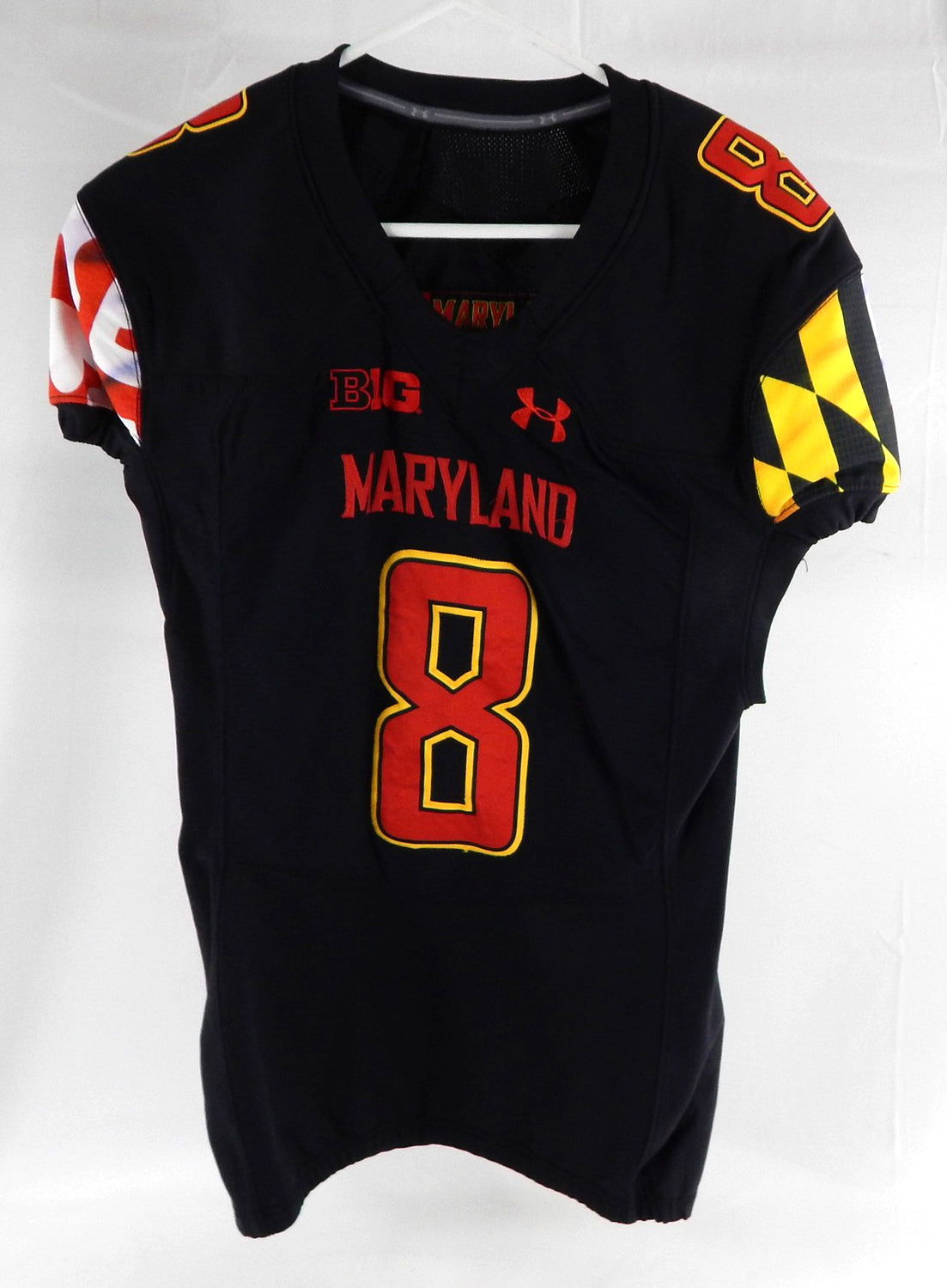 2020 Maryland Terrapins #8 Game Used Black Jersey Football NP Rem 44 16