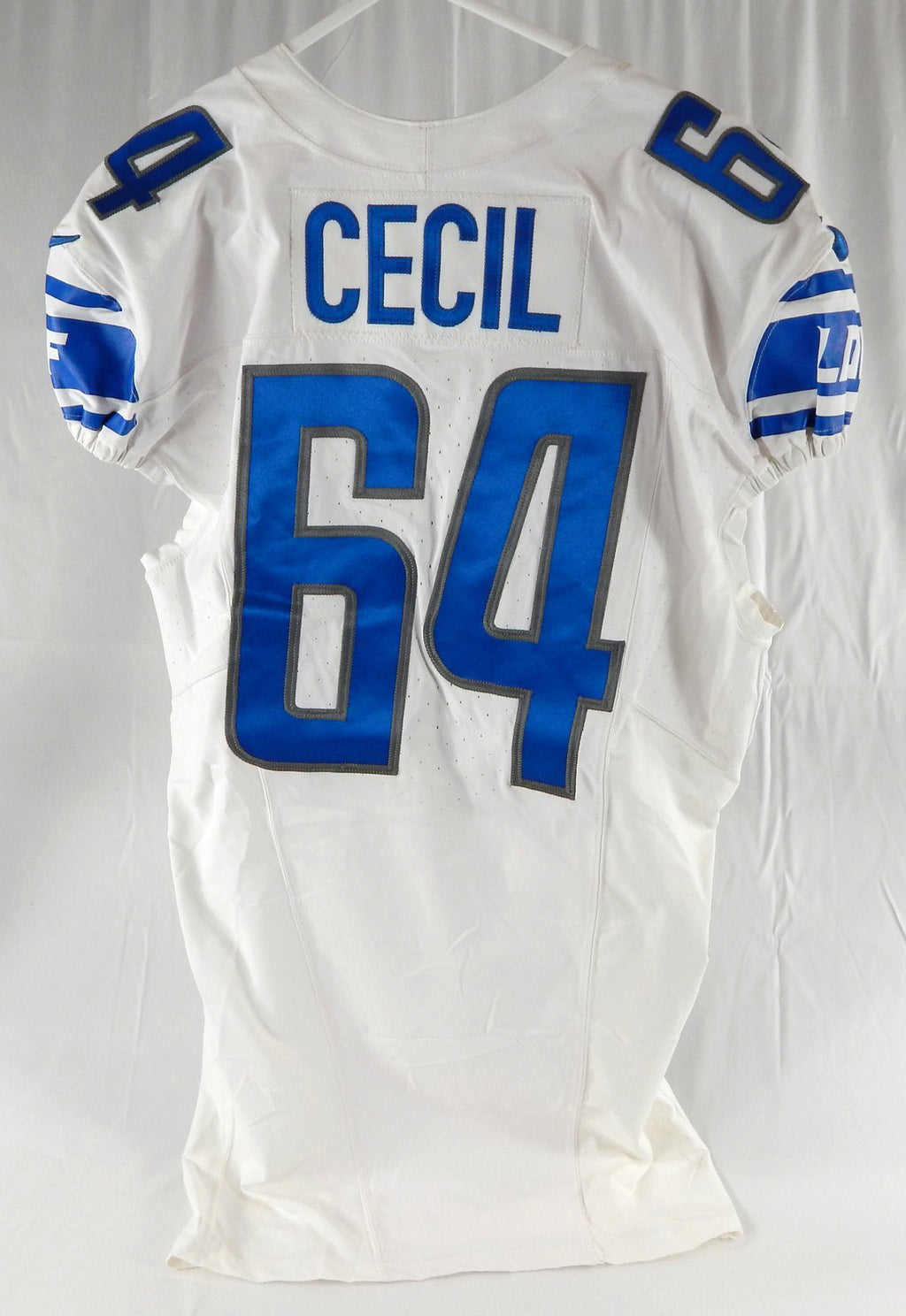 2023 Detroit Lions Brad Cecil #64 Game Issued White Jersey 90 Seasons Patch 46 9 Pic2