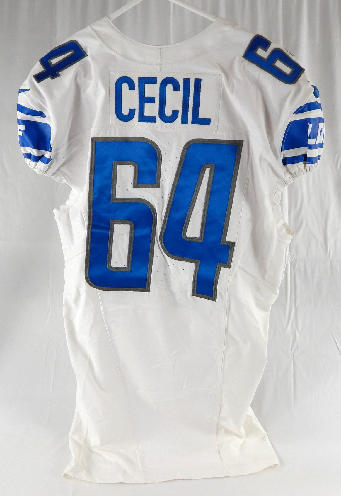 2023 Detroit Lions Brad Cecil #64 Game Issued White Jersey 90 Seasons Patch 46 9 Pic2