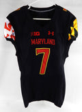 2020 Maryland Terrapins #7 Game Used Black Jersey Football NP Rem 40 17