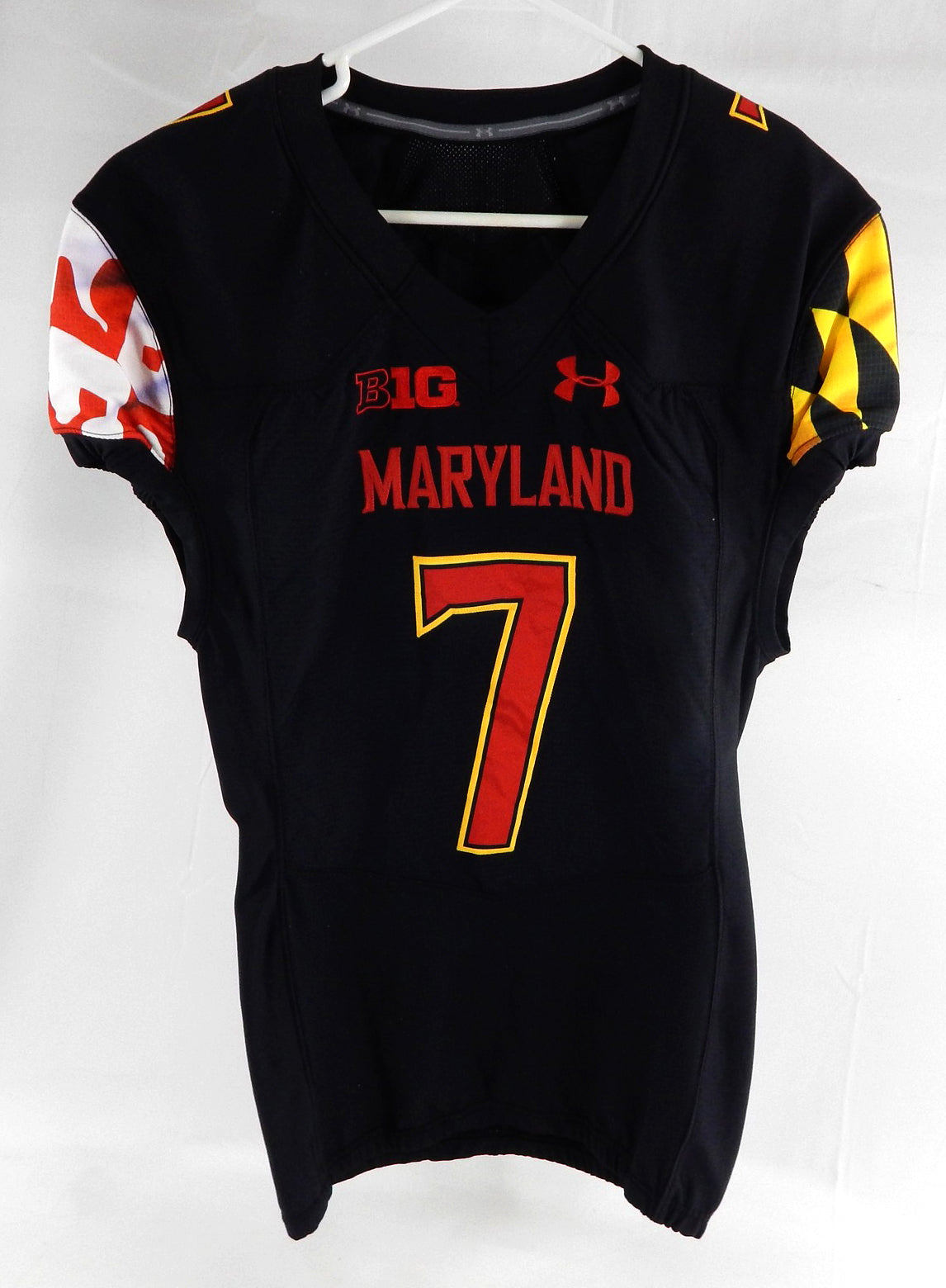 2020 Maryland Terrapins #7 Game Used Black Jersey Football NP Rem 40 17