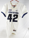 2012 Utah State Aggies #42 Game Used White Jersey NP Removed S DP84016