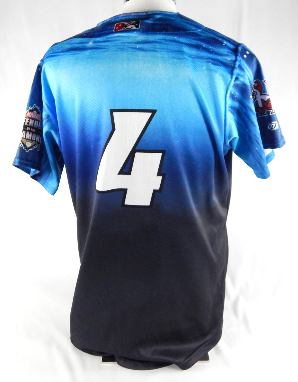 2024 Hickory Crawdads Mitchell Cauley #4 Game Used Blue Jersey Defenders Diamond Pic2