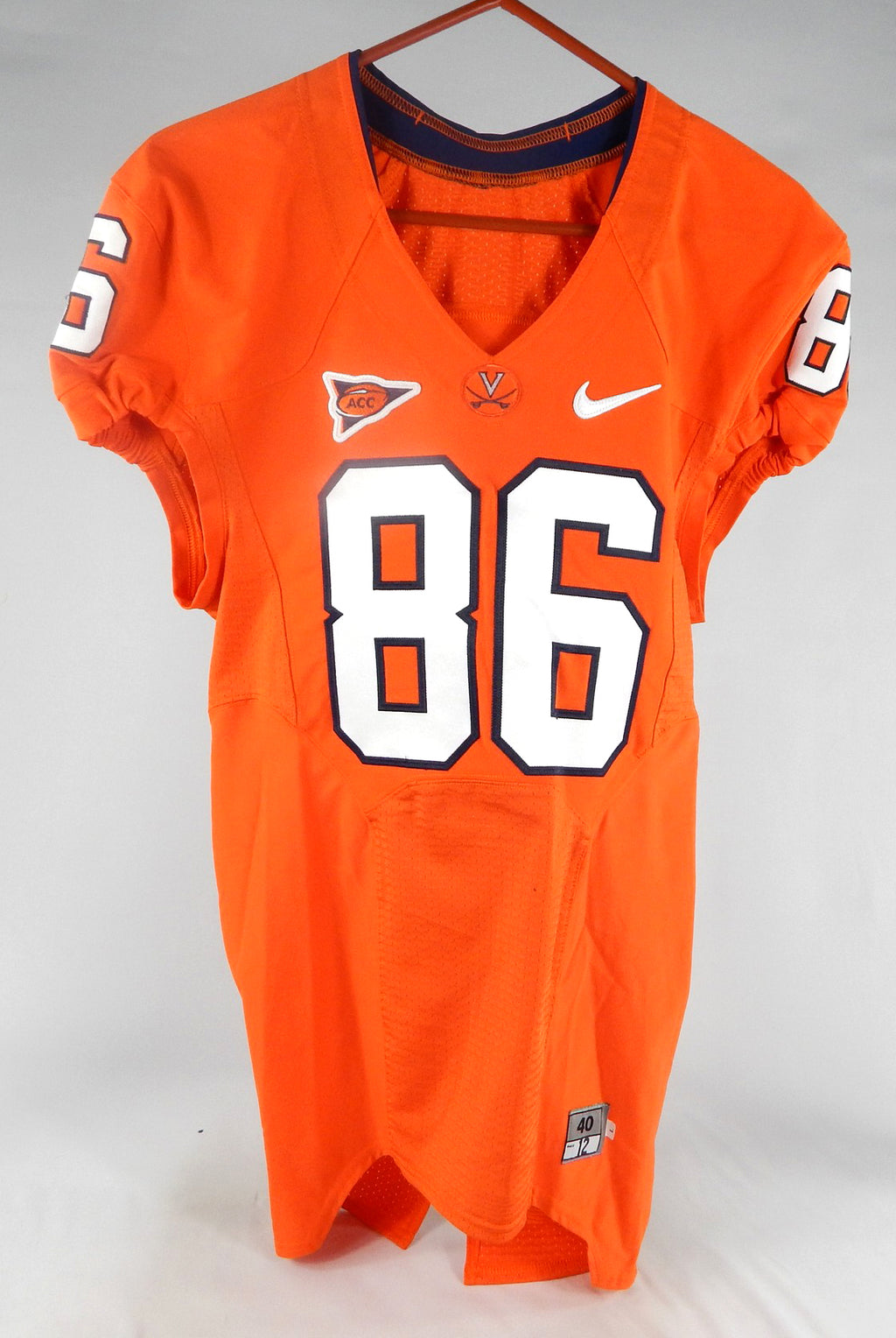 2012 Virginia Cavaliers #86 Game Used Orange Jersey NP Rem 40 162 Pic2