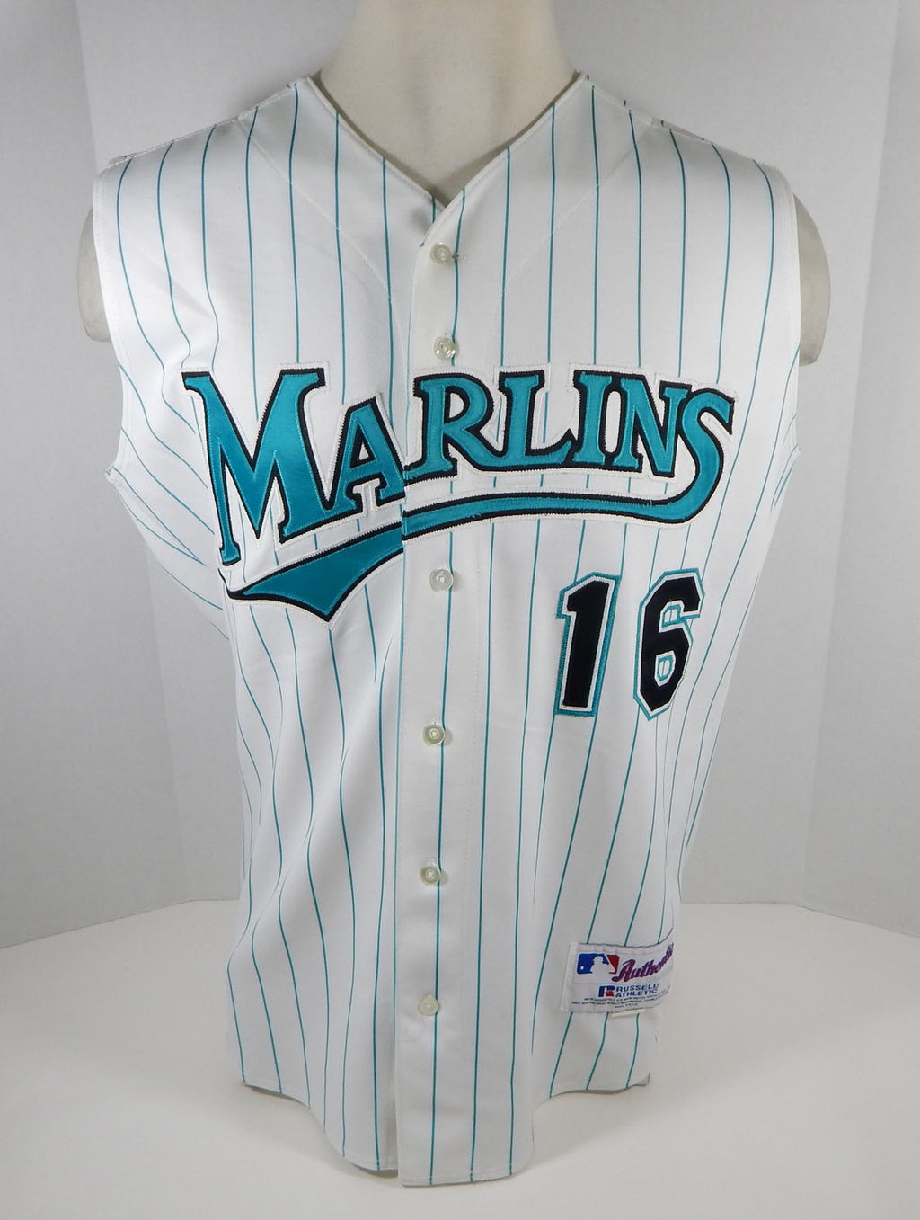 2001 Florida Marlins Jack Maloof #16 Game Used White Jersey USA 911 Patch 068 Pic2