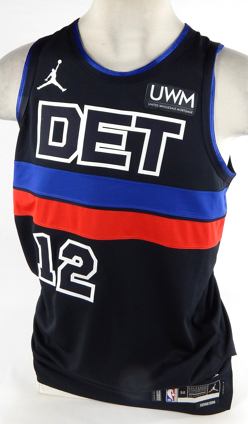 2023-24 Detroit Pistons Isaiah Livers #12 Game Issued Black Jersey Statement 4