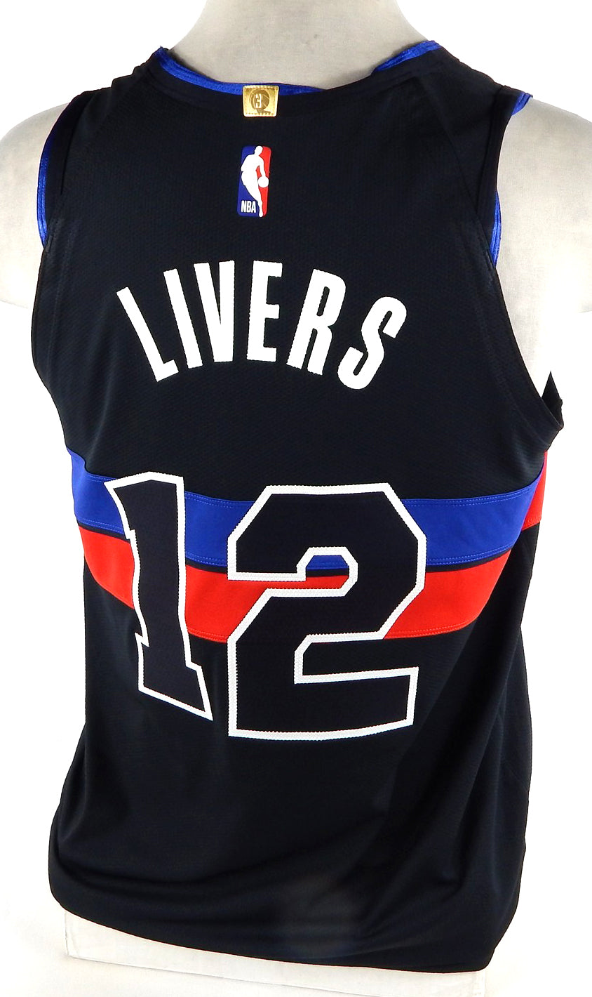2023-24 Detroit Pistons Isaiah Livers #12 Game Issued Black Jersey Statement 4 Pic2