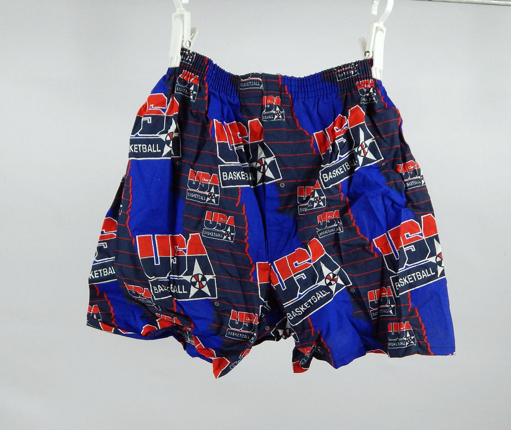 1990s Team USA Basketball Team Issued Blue Compression Shorts XS 347