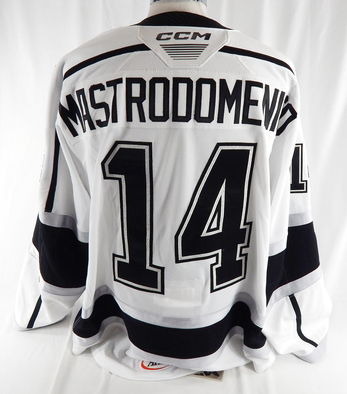2025-26 Ontario Reign Michael Mastrodomenico #14 Game Issued White Jersey 56 133 Pic2