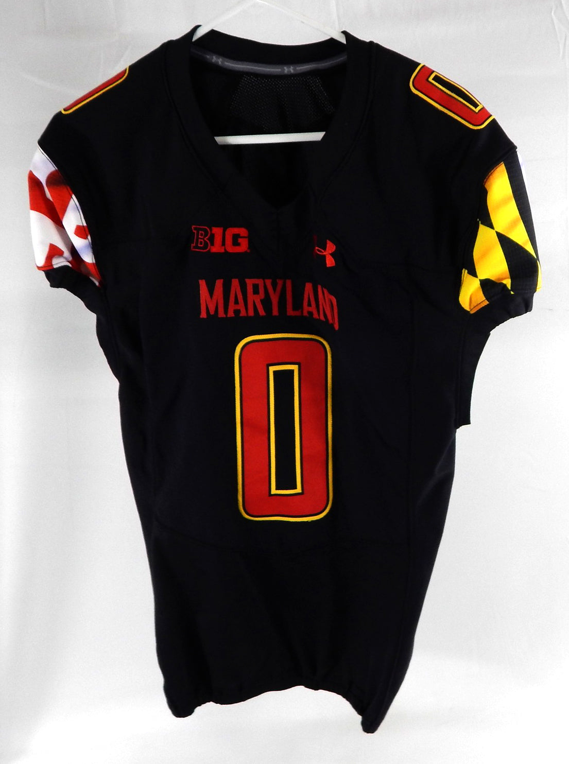 Maryland Terrapins #0 Game Used Black Jersey Football NP Rem 46 24