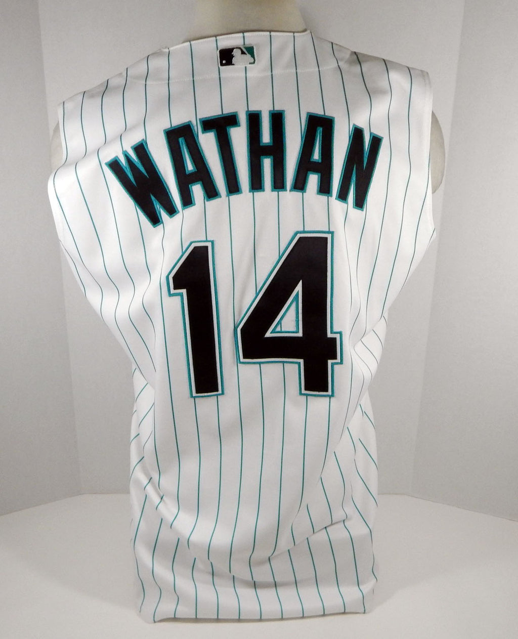 2001 Florida Marlins Dusty Wathan #14 Game Issued White Vest Jersey 6