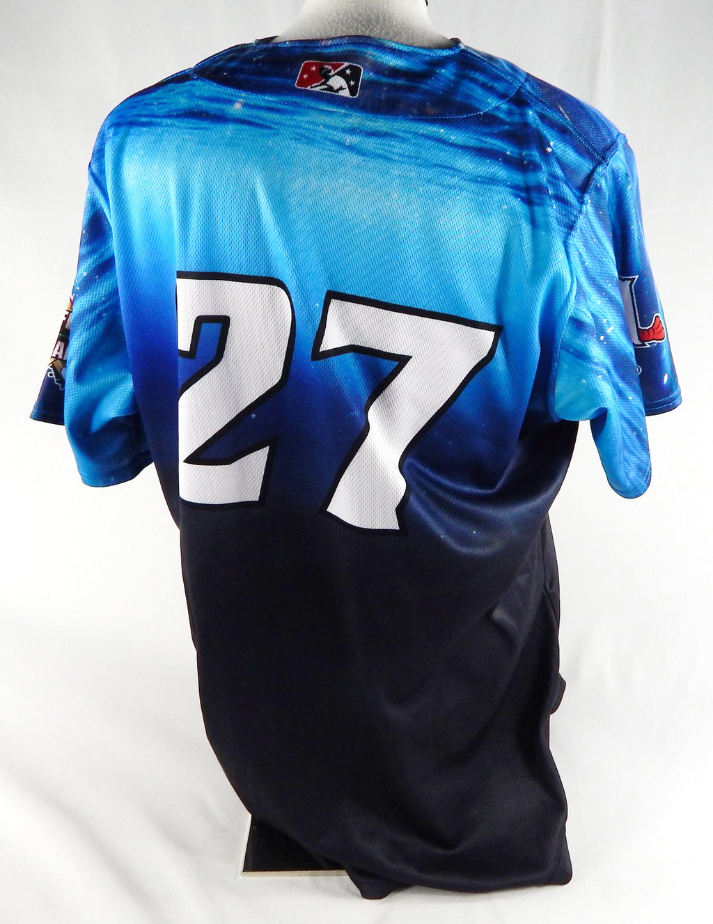 2024 Hickory Crawdads Serrano Hales Drake #27 Game Used Blue Jersey Defenders 5 Pic2