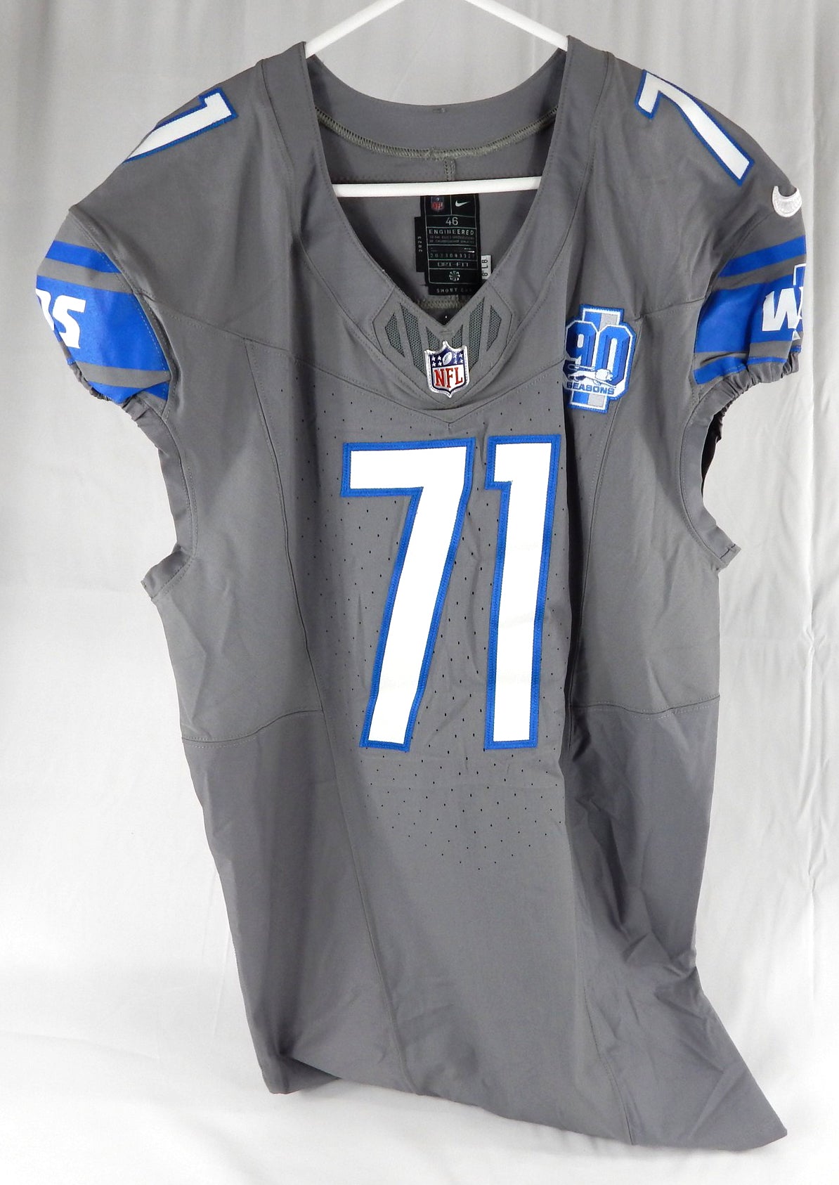 2023 Detroit Lions Michael Schofield III #71 Game Issued Grey Jersey Color Rush