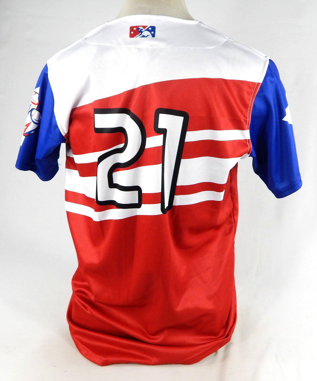 2022-23 Syracuse Mets #21 Game Issued Pos Used Red Jersey Copa Diversion 46 699 Pic2