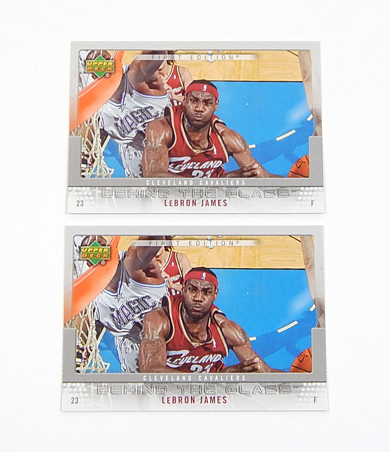 Lot of (2) 2007-08 Upper Deck First Edition Behind the Glass LeBron James #BG-LJ