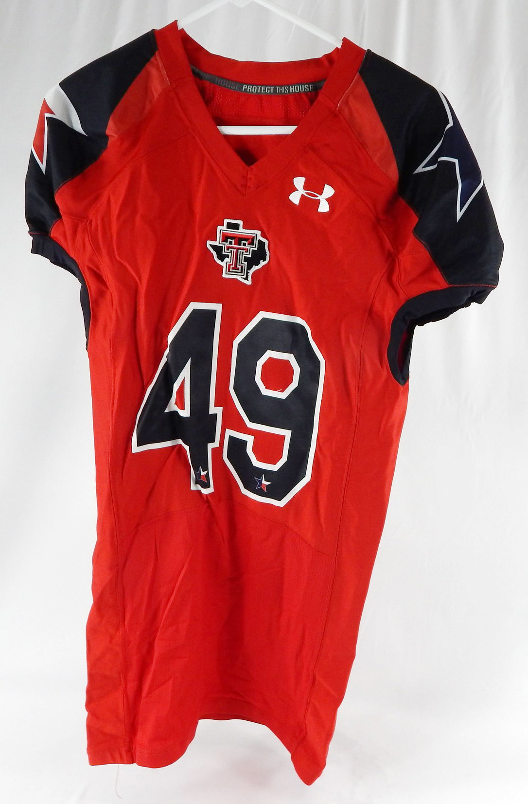 2012 Texas Tech Red Raiders #49 Game Used Red Jersey Lone Star Football NP Rem 0