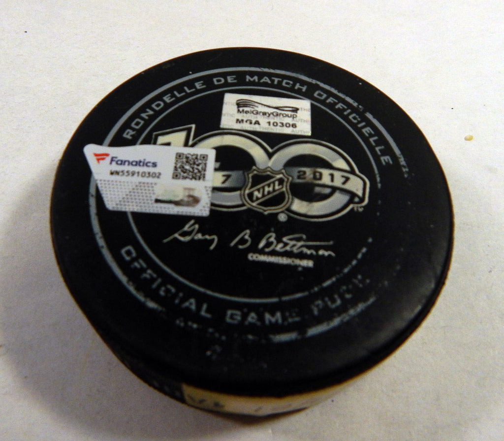2017 Columbus Blue Jackets VS. Anaheim Ducks Game Used Black Puck 215 Pic2