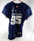 2012 Utah State Aggies #95 Game Used Navy Jersey Name Plate Removed XL 026