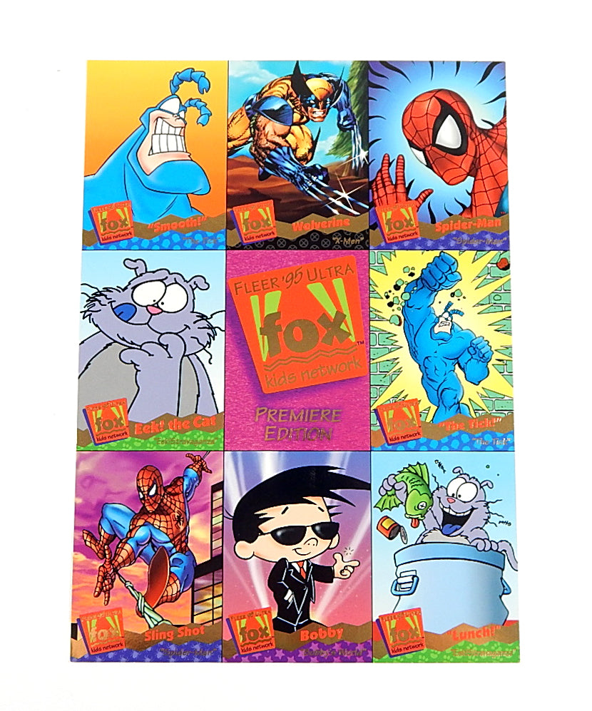 1995 Fleer Ultra Fox Kids Promo Sheet X-Men Bobby's World Eek The Cat Spider-Man