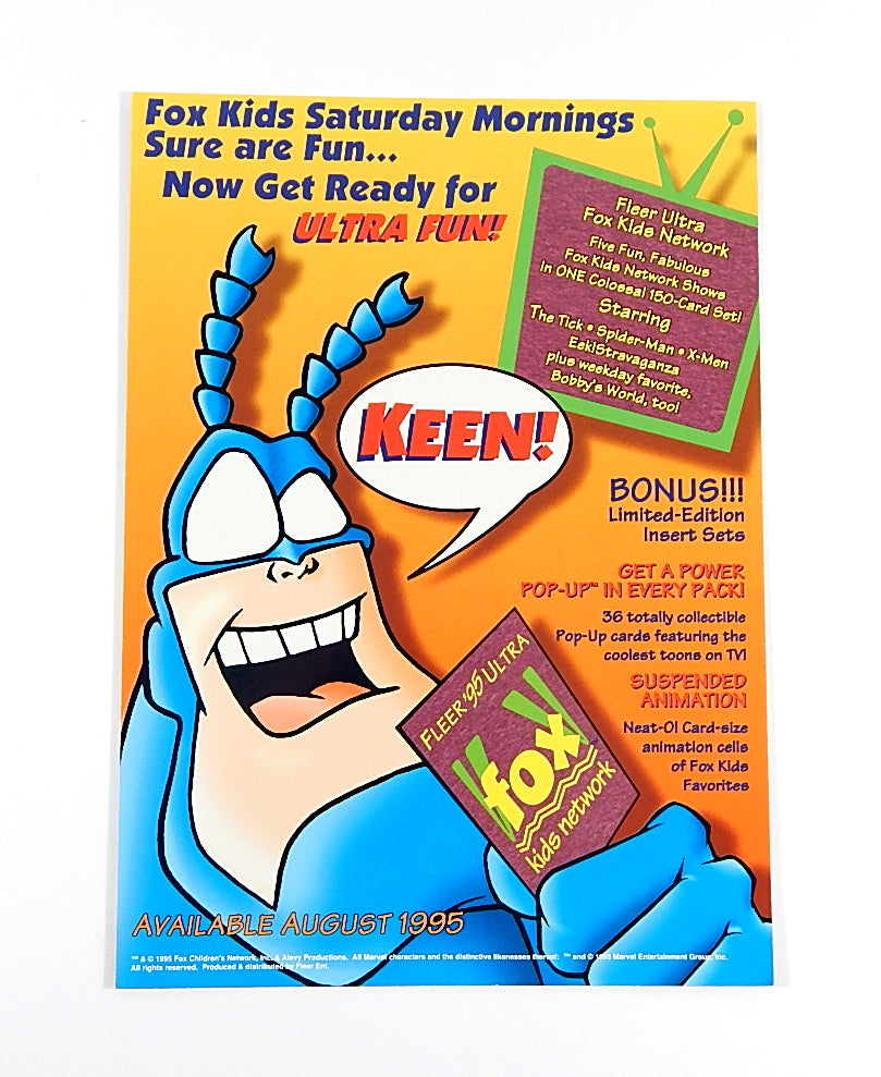 1995 Fleer Ultra Fox Kids Promo Sheet X-Men Bobby's World Eek The Cat Spider-Man Pic2