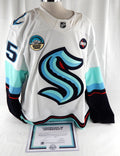 2024-25 Seattle Kraken Andre Burakovsky #95 Game Used White Jersey Bondo P S 2 8