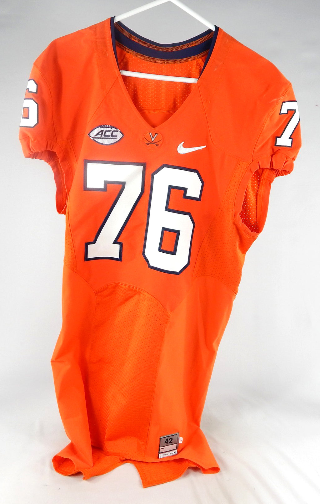 2015-16 Virginia Cavaliers #76 Game Issued Orange Jersey NP Rem 42 174 Pic2