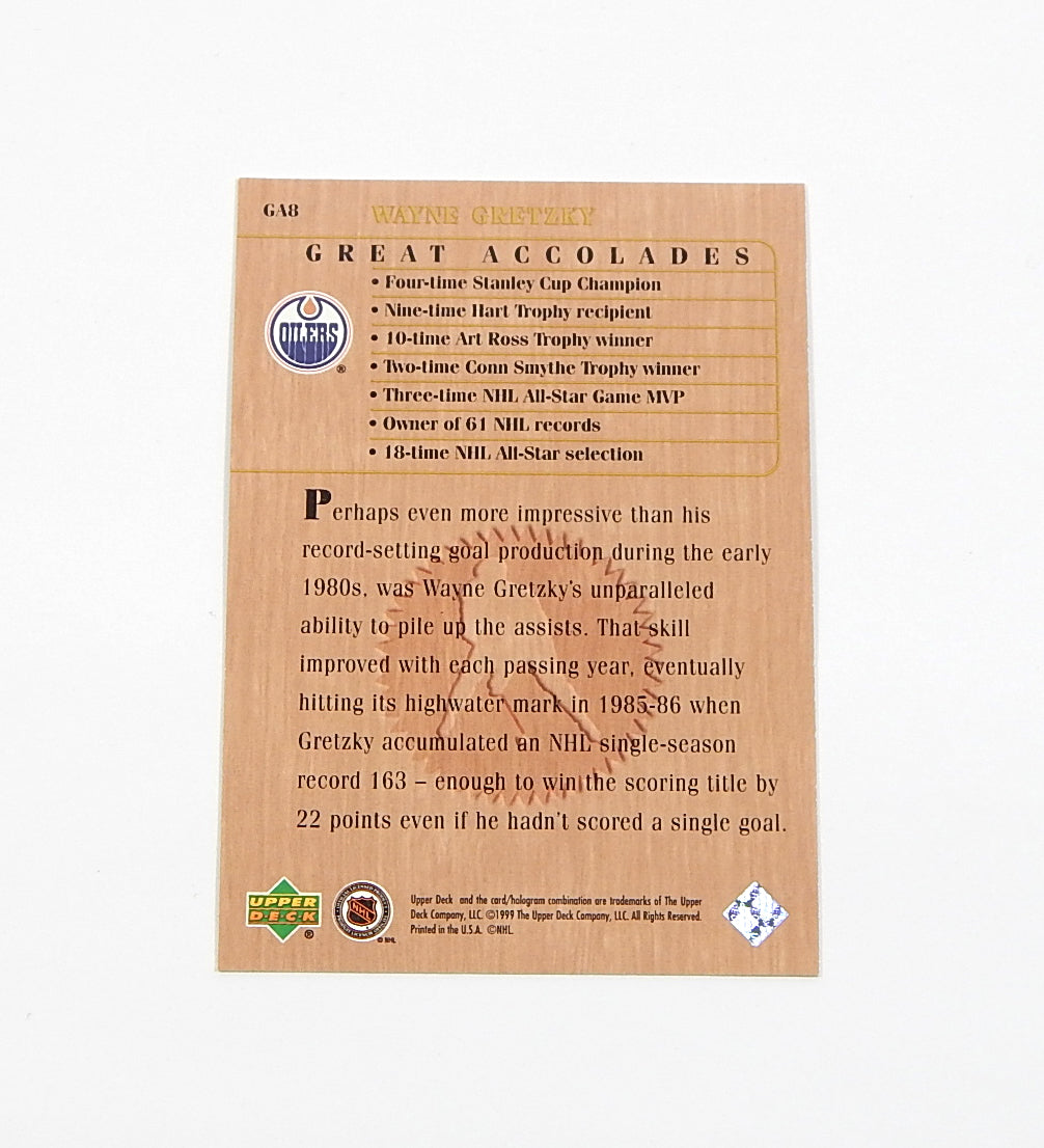 1999 Upper Deck Wayne Gretzky Living Legend Great Accolades Most Assists #GA8 Pic2