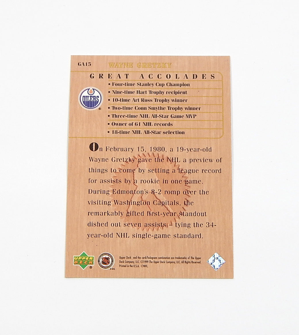 1999 Upper Deck Wayne Gretzky Living Legend Great Accolades Most Points #GA15 Pic2