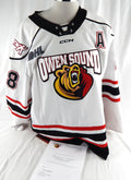 2024-25 Owen Sound Attack James Petrovski #28 Game Used White Jersey 56 621