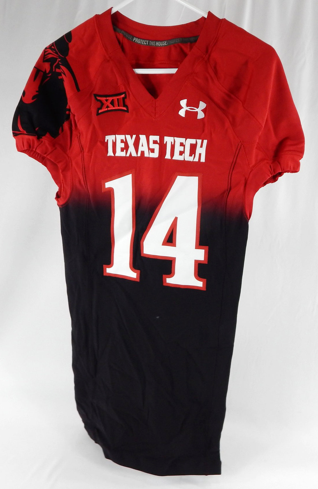 2014 Texas Tech Red Raiders #14 Game Issued Pos Used Red Jersey Football NP R 4