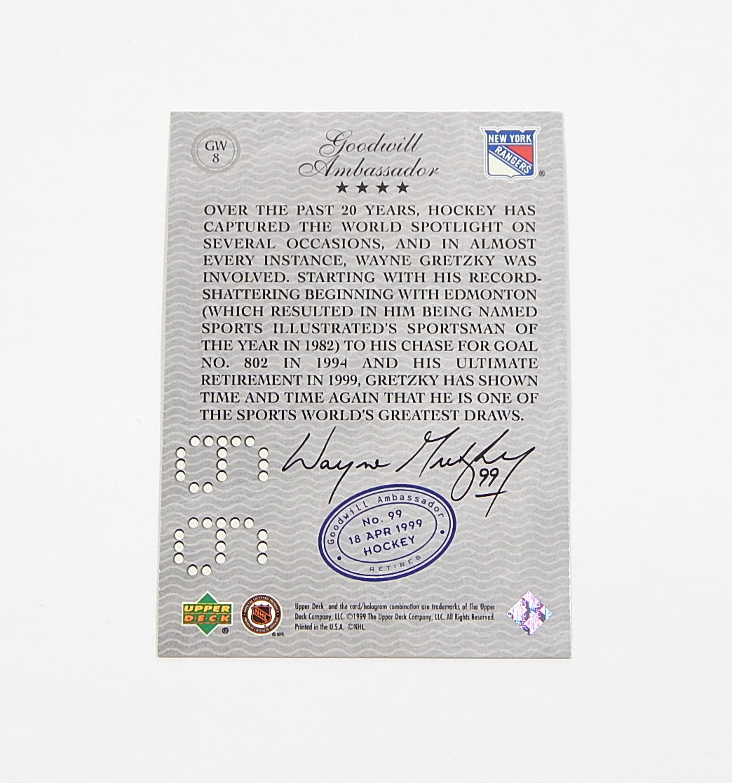 1999 Upper Deck Wayne Gretzky Living Legend Goodwill Ambassador #GW8 Pic2