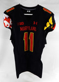 2021 Maryland Terrapins #11 Game Used Black Jersey Football 44 634