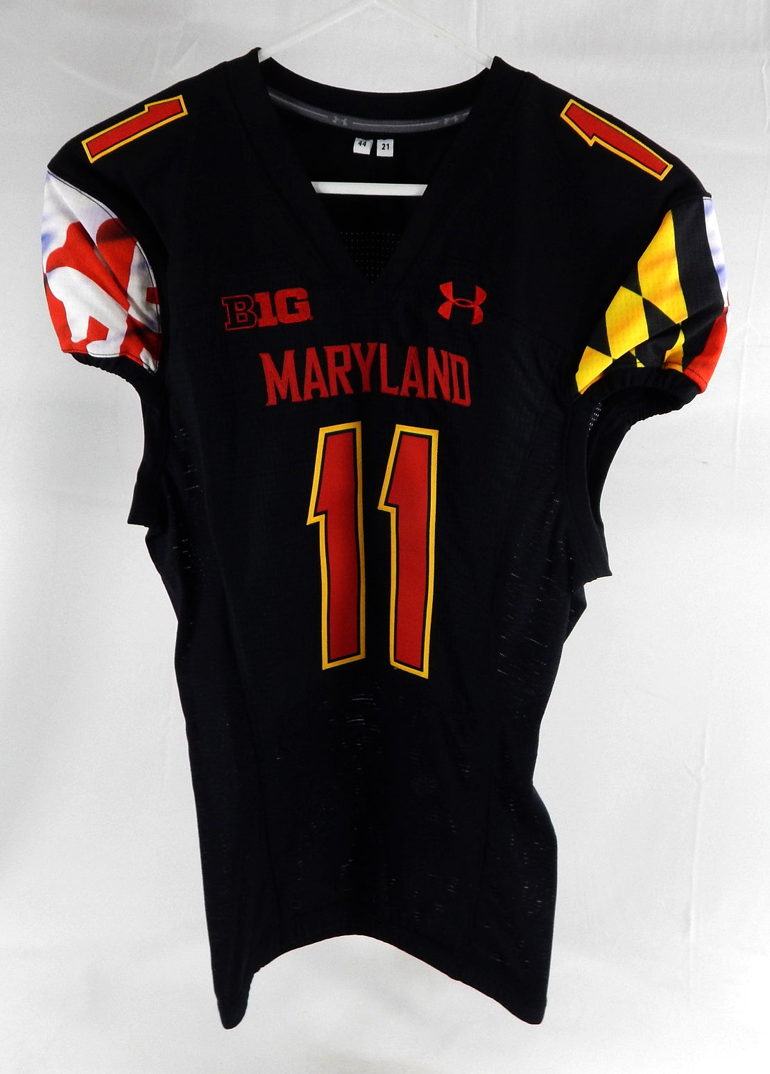 2021 Maryland Terrapins #11 Game Used Black Jersey Football 44 634