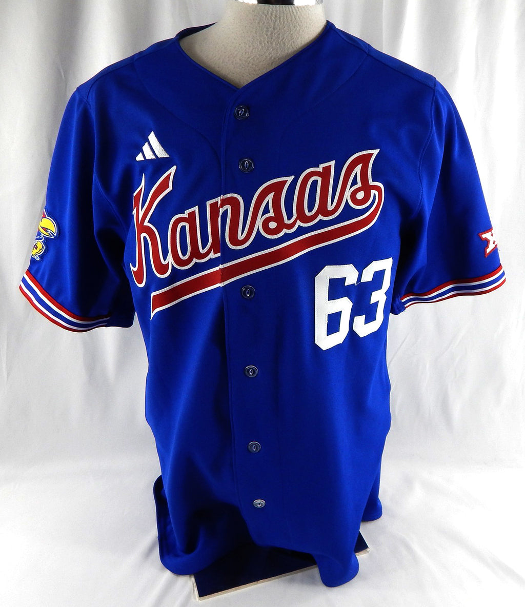 2023 Kansas Jayhawks #63 Game Used Blue Jersey Baseball USA 46 371